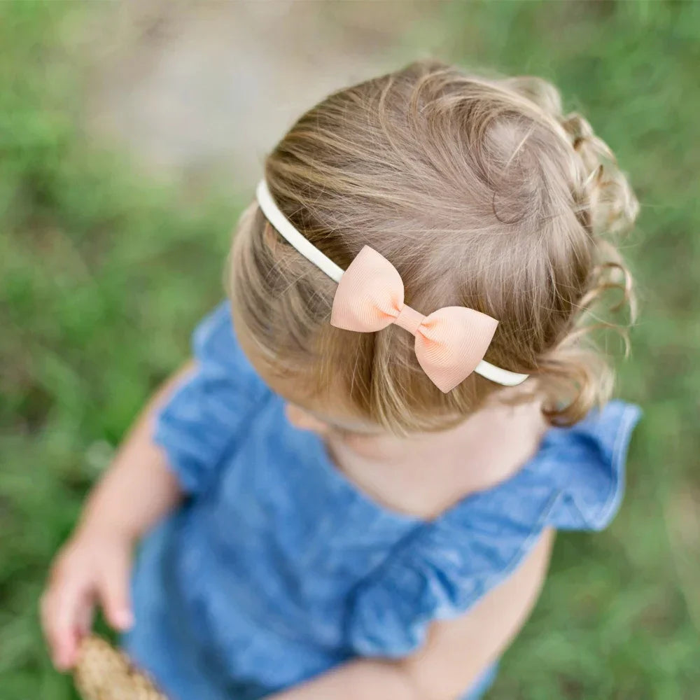 4/5/6 unids/set sombreros de Color sólido para niños bandas elásticas para el cabello para bebé cinta bonita diadema con lazo accesorios para el cabello para niñas