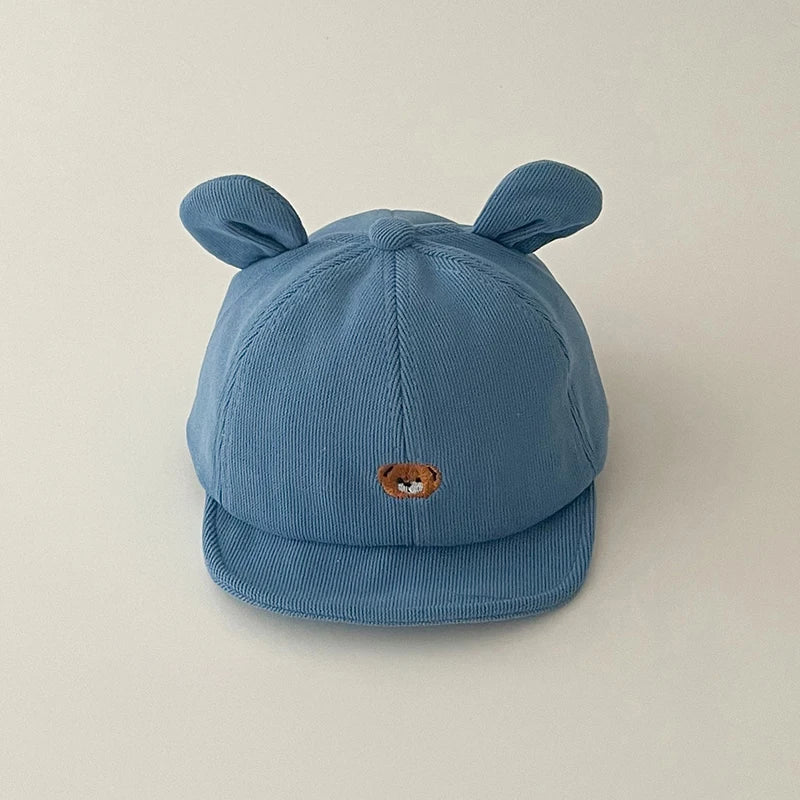 Gorra de béisbol con orejas de oso para bebé, gorro de algodón con visera, bordado bonito, ajustable, para el Sol, para verano