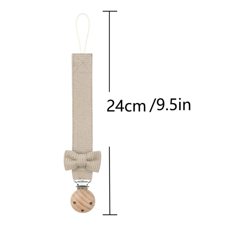 Cadena chupete con Clip madera y diseños lazos, Clip para chupete colorido y que llama atención, soporte para para