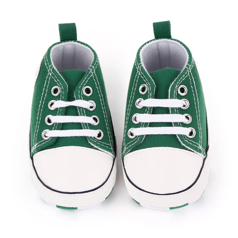 Zapatos clásicos de lona para bebé, zapatillas informales para recién nacido, primeros pasos, suela suave, antideslizante, D2486