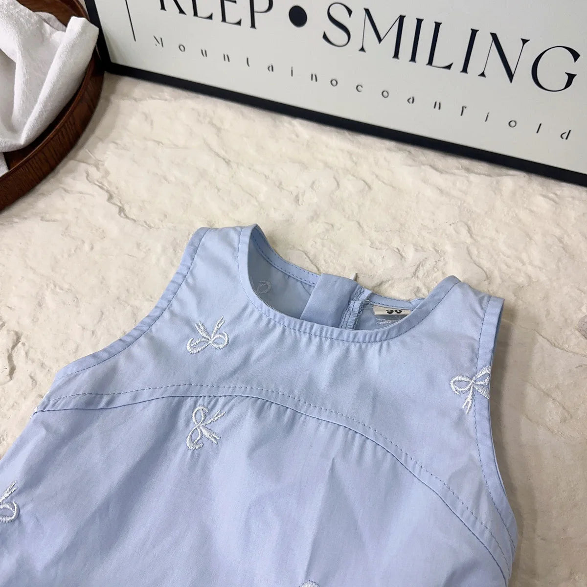 Nuevo vestido sencillo sin mangas para niña, novedad de verano 2021, vestido con estampado de lazo y camisa para niña