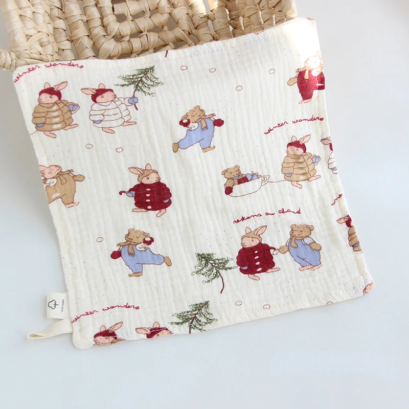 Toalla cuadrada de muselina de gasa de 4 capas para Saliva de bebé, estampado Floral, artículos para bebé recién nacido, pañuelo, toalla facial absorbente bonita