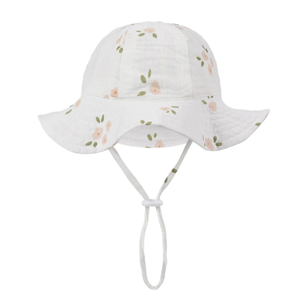 Sombreros de cubo con estampado Floral para bebé, gorros sólidos ajustables para niños y niñas, gorros con protección solar para exteriores, diademas para pesca en la playa