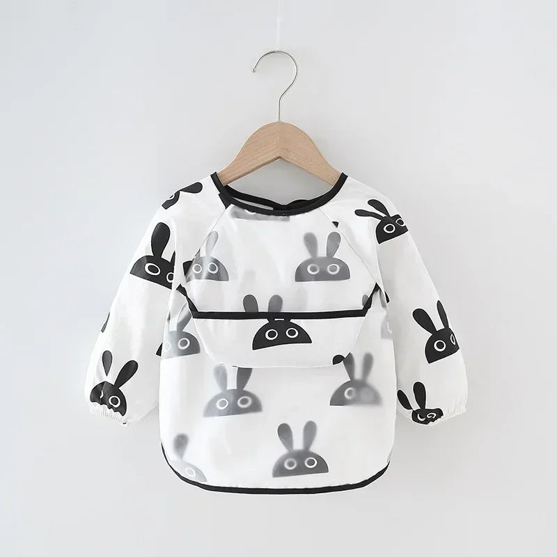 Babero suave impermeable para bebé, paño de alimentación ajustable de manga larga para niño pequeño y niña, bata de pintura, delantal para comer comida infantil