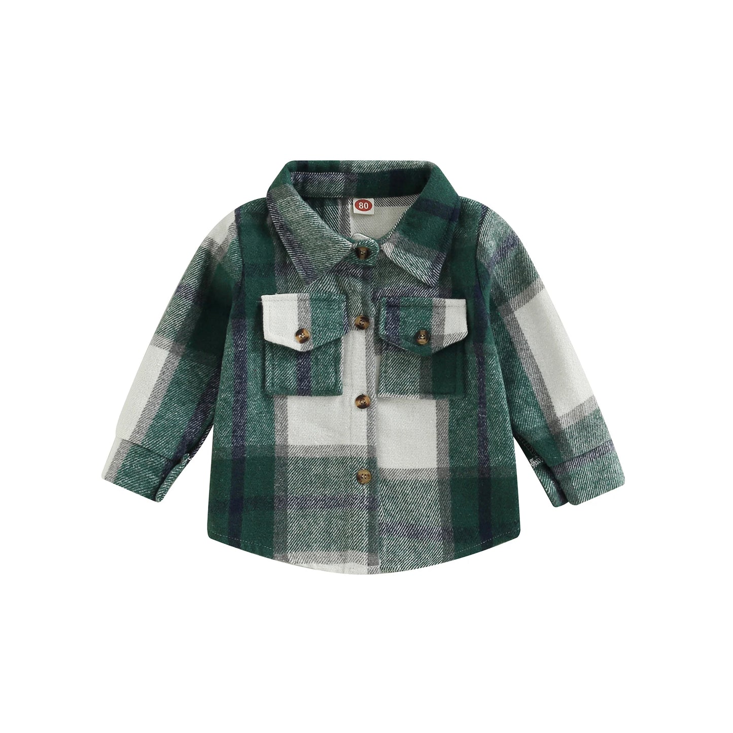 Camisa a cuadros para niños y niñas, chaqueta informal de manga larga con solapa y botones, 6M-4T