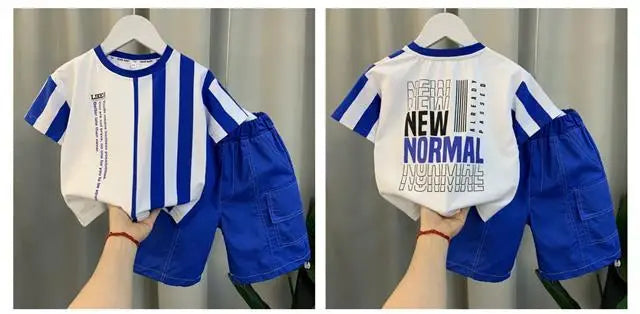 Conjunto de ropa de verano para niños y niñas, Top de manga corta informal, pantalones cortos, trajes de bebé para dos niños