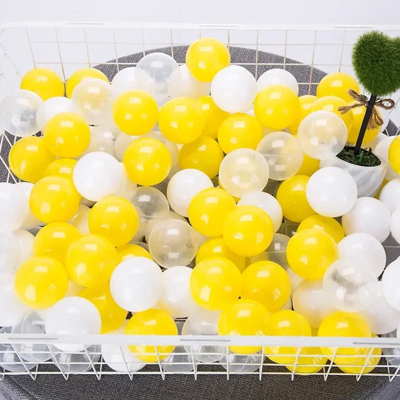 50 Uds. Bolas de plástico de colores para bebé, piscina de agua, pelota de ola oceánica, piscina para niños con aro de baloncesto, casa de juegos, tiendas de campaña al aire libre, accesorios de juguete