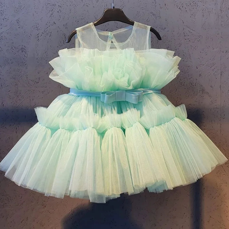 Toddler Girls 1st Birthday Clothes Backless Bow Cute Baby Baptism Gown Kids Wedding Party Elegant Princess Dress for Girls Dress