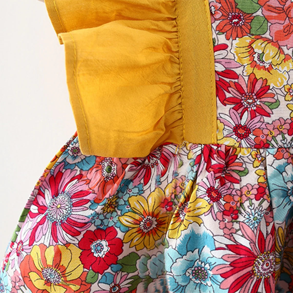 Vestido de princesa con mangas voladoras para niña, 2 piezas, dulce vestido fragmentado de flores, viene con sombrero, adecuado para mayores de 80 a 110 años