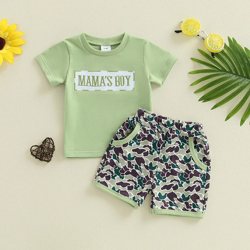 Lioraitiin, trajes de verano para niños pequeños, camisetas de manga corta con cuello redondo y Bordado de letras, pantalones cortos de cintura elástica, conjunto de ropa de 2 uds.
