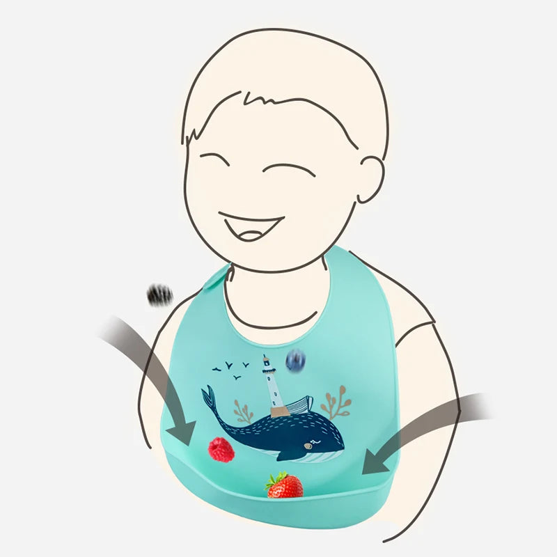 Babero de silicona para bebé, Baberos impermeables con goteo de Saliva y plátano, delantales comestibles suaves para alimentación de recién nacido, bufanda ajustable para eructar para bebé