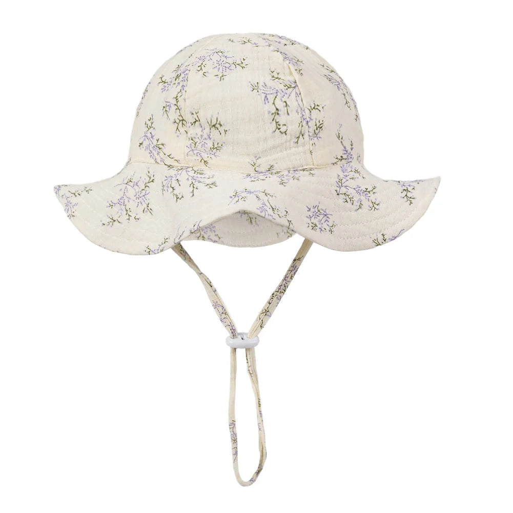 Sombreros de cubo con estampado Floral para bebé, gorros sólidos ajustables para niños y niñas, gorros con protección solar para exteriores, diademas para pesca en la playa