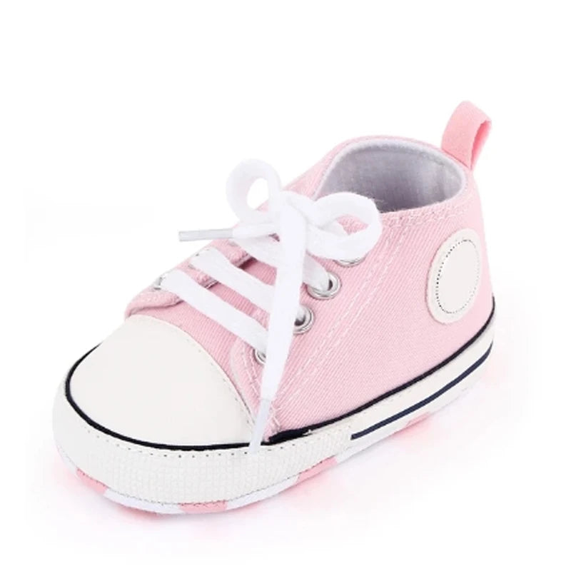 Zapatos clásicos de lona para bebé, zapatillas informales para recién nacido, primeros pasos, suela suave, antideslizante, D2486