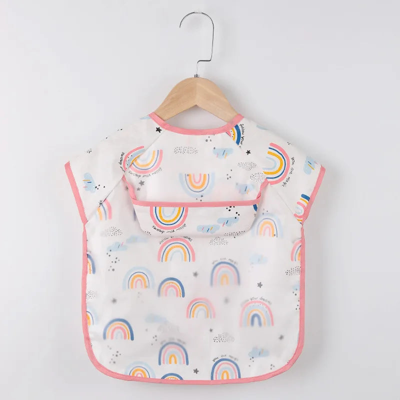 Bufanda de manga larga para bebés y niños pequeños, bata artística impermeable, babero para alimentar, delantal con bolsillo, Baberos Bandana de tela para eructar para niños y niñas