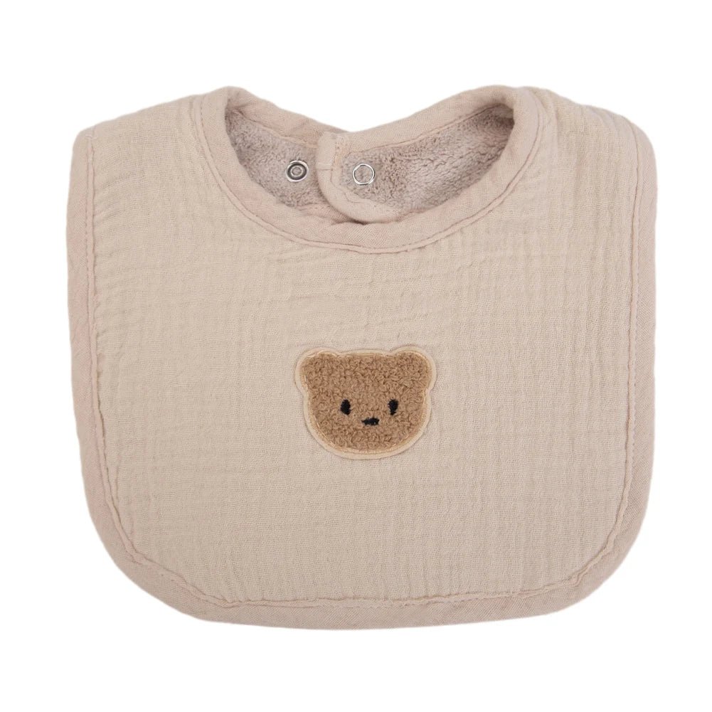 Baberos de muselina de algodón con bonito oso para bebé, toalla para Saliva, bolsillos absorbentes en U, pañuelos coreanos para niños y niñas, ropa para eructar para alimentar