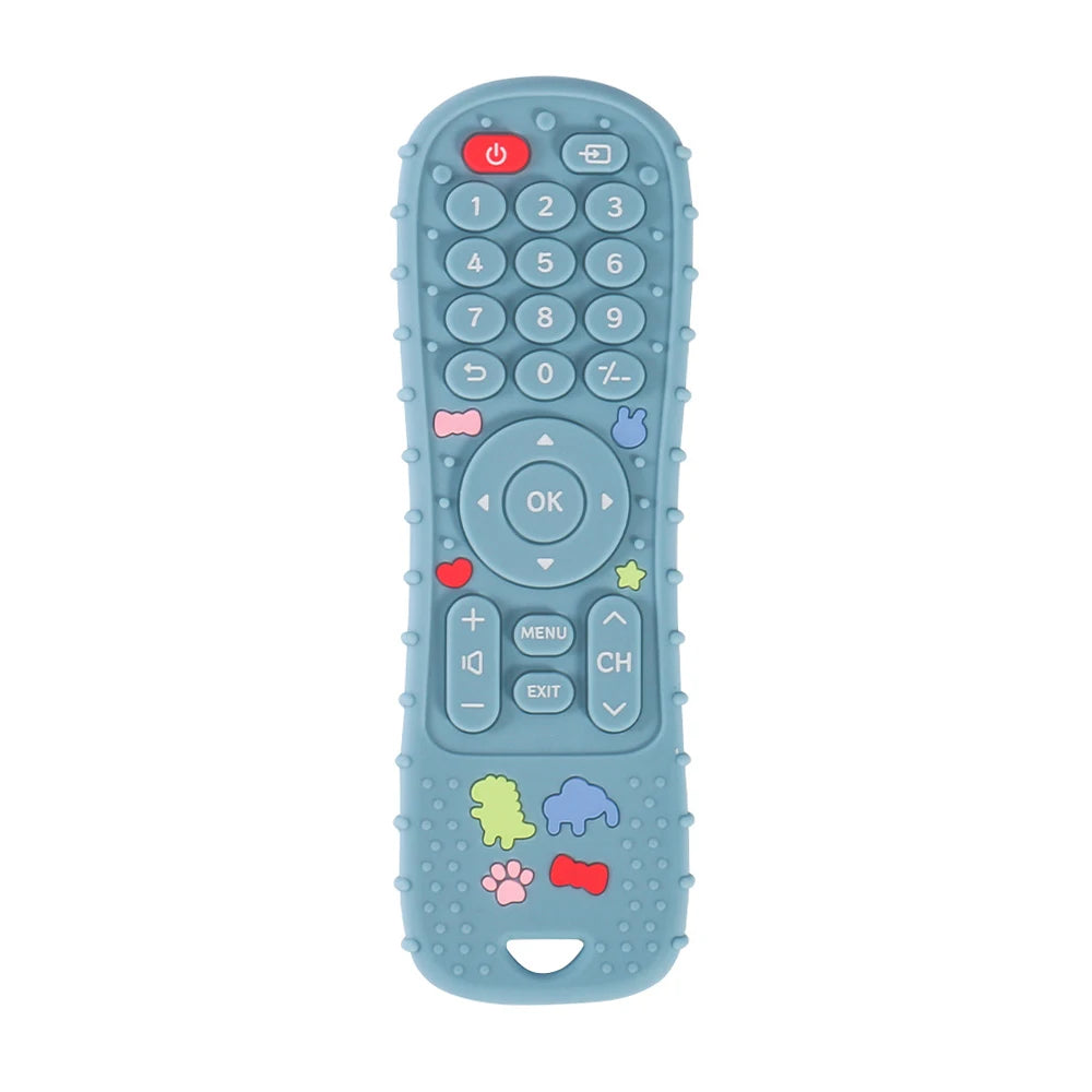 1 juguetes de silicona para bebés, juguete mordedor con forma de Control remoto de TV, sin BPA, juguete para masticar durante la dentición, accesorios sensoriales para bebés