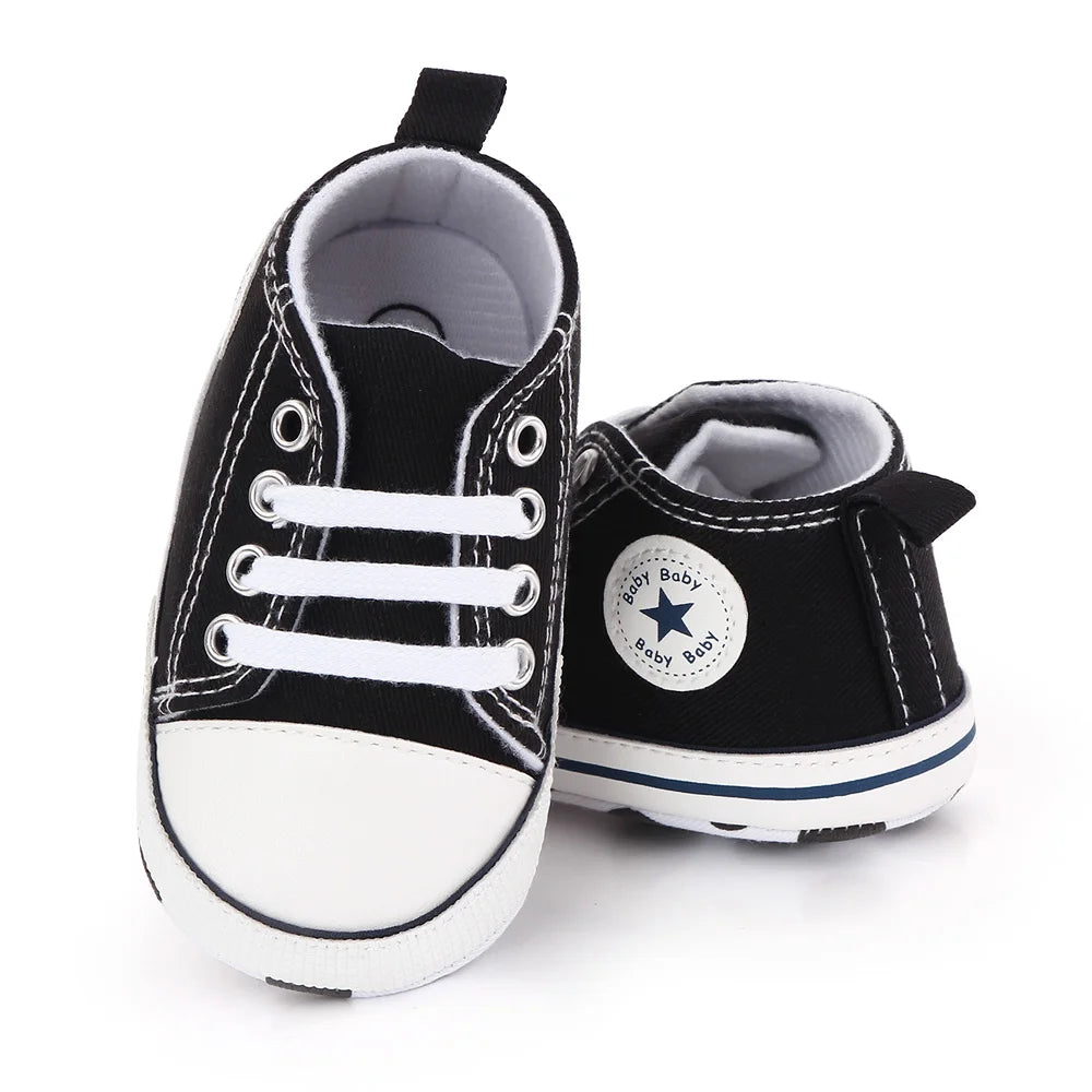 Zapatos clásicos de lona para bebé, zapatillas informales para recién nacido, primeros pasos, suela suave, antideslizante, D2486