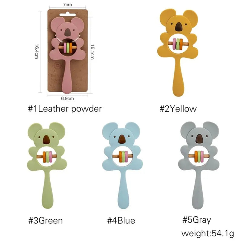 1 unidad de juguetes de sonajero para bebé, diseño de ganchillo de madera, conejo, conejo, zorro León, BearToy, regalo para recién nacido, mordedor de bebé, Crochet, nombre personalizado