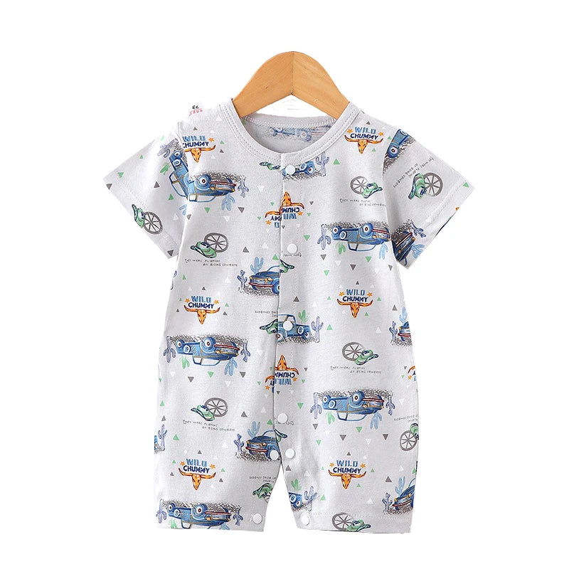 Pelele de algodón para bebé, ropa de dibujos animados para niño pequeño, mono de manga corta para escalar, disfraz infantil para recién nacido, novedad de verano