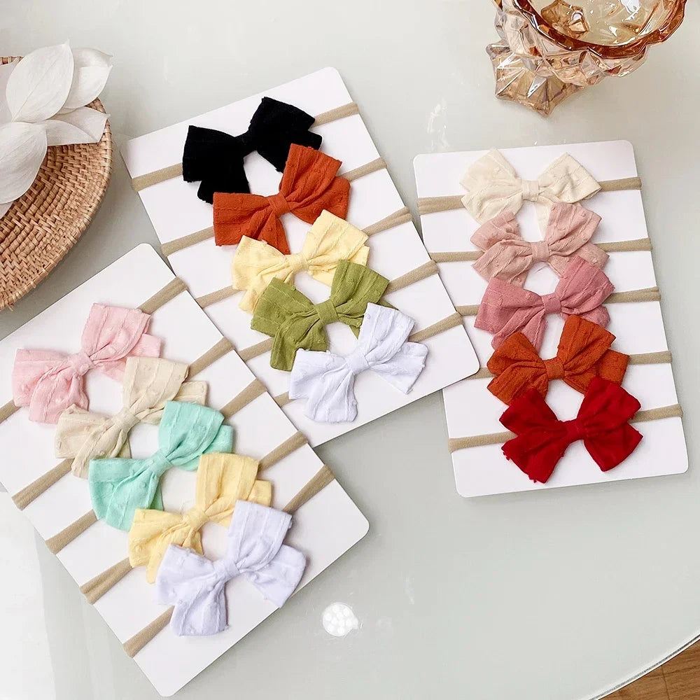 4/5/6 unids/set sombreros de Color sólido para niños bandas elásticas para el cabello para bebé cinta bonita diadema con lazo accesorios para el cabello para niñas