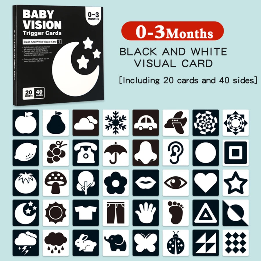 Tarjetas de estimulación Visual para bebés, tarjeta Flash Montessori de alto contraste, regalo infantil para niños, juguete cognitivo