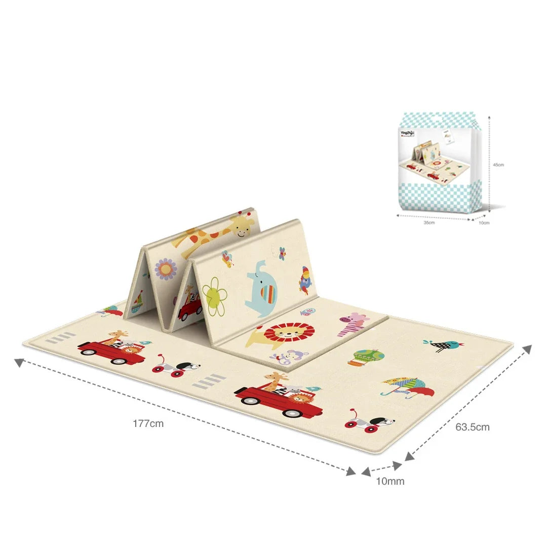 Alfombra de juego para bebés de 97x177cm, alfombra plegable para niños, alfombra para habitación de niños con patrón de doble cara, superficie de actividad educativa fácil de llevar