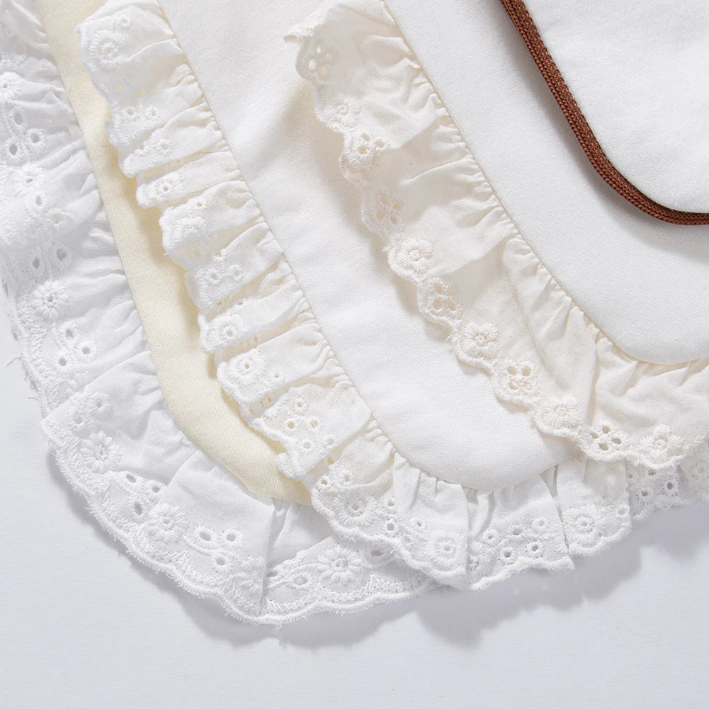 Baberos de algodón para bebés, niños y niñas, toalla de Saliva bordada con flores y zorro, paño para eructar para alimentación infantil, bufanda cuadrada coreana con lazo negro