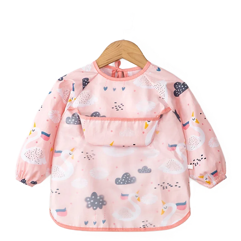 Baberos de tela para bebé, ropa de comedor impermeable, delantal de manga larga, bata de alimentación para niños, vendaje inverso para eructar, protección de pintura