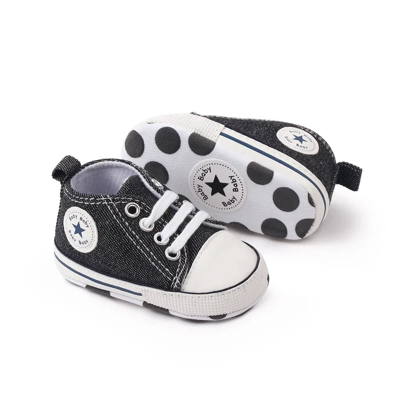 Zapatos clásicos de lona para bebé, zapatillas informales para recién nacido, primeros pasos, suela suave, antideslizante, D2486