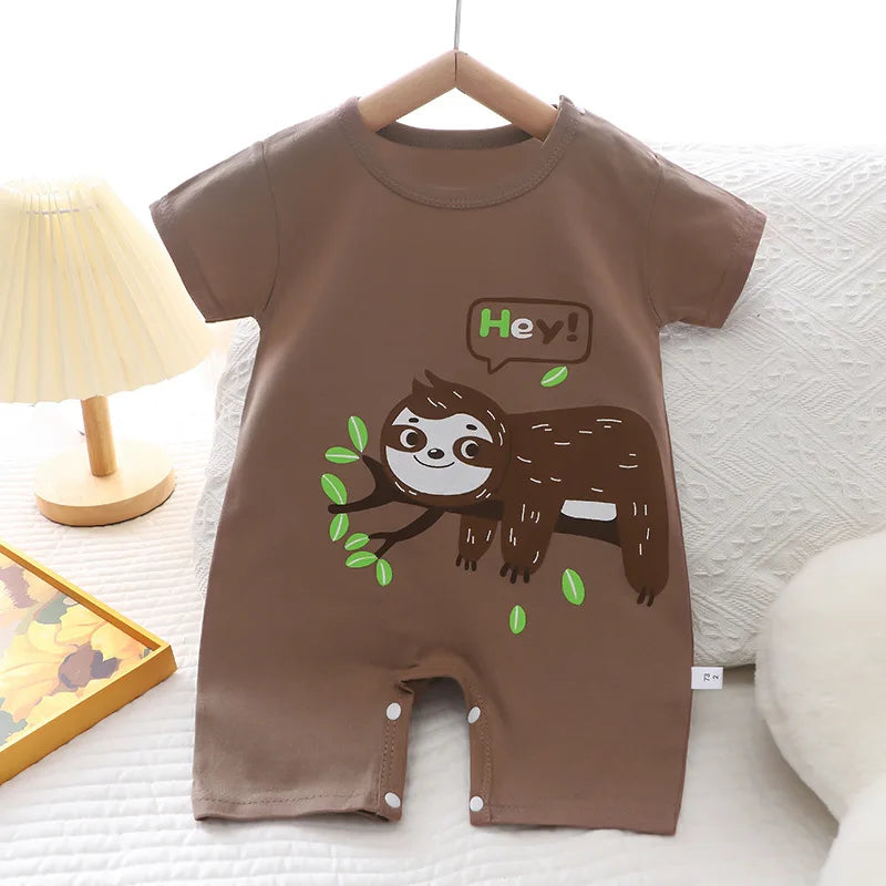 Ropa de una pieza de dibujos animados de verano para bebé, pelele de manga corta, ropa de escalada, monos para recién nacidos, mono para niño niña y niño