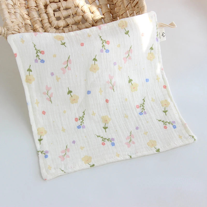 Toalla cuadrada de muselina de gasa de 4 capas para Saliva de bebé, estampado Floral, artículos para bebé recién nacido, pañuelo, toalla facial absorbente bonita
