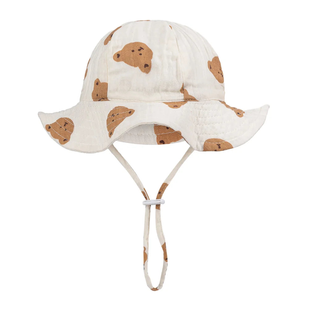 Sombreros de cubo de algodón para bebé, gorros con protección solar para exteriores para niños y niñas, sombrero panamá estampado, sombrero de pesca de playa Unisex para 3-12 meses