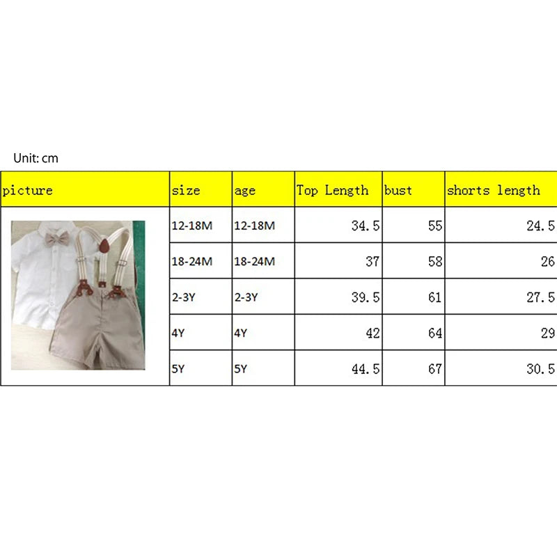 Pudcoco, trajes de caballero para niños pequeños, camiseta de manga corta, pantalones con pechera, pantalones cortos, pajarita, conjunto de 3 uds de verano 1-5T
