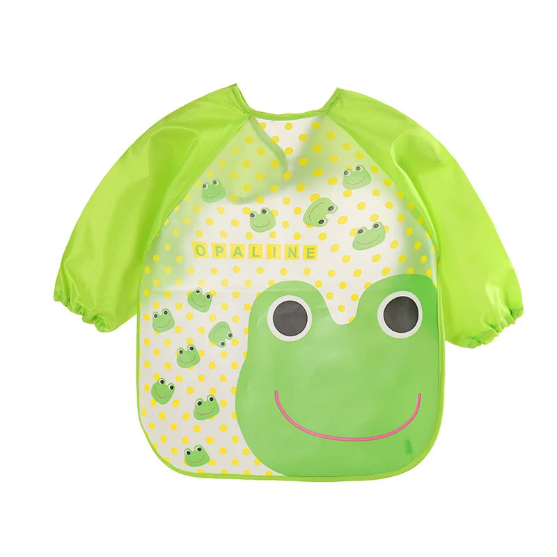 Babero antisuciedad impermeable de EVA para bebé de 0 a 3 años, abrigo de manga larga con correa, alimentación suave a prueba de suciedad, bonito patrón de dibujos animados, paños para eructar