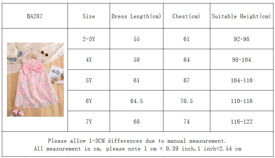 Vestido de verano para niña, vestido de princesa sin mangas a la moda de gasa de red Floral con lazo grande, vestidos informales para niñas de 3 a 7 años