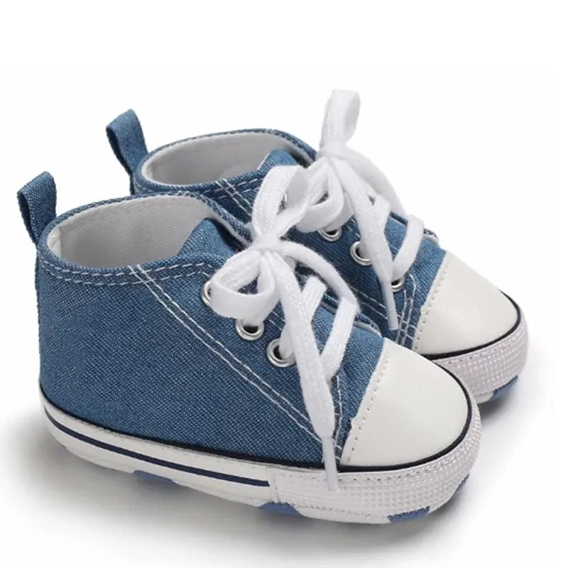 Zapatos clásicos de lona para bebé, zapatillas informales para recién nacido, primeros pasos, suela suave, antideslizante, D2486