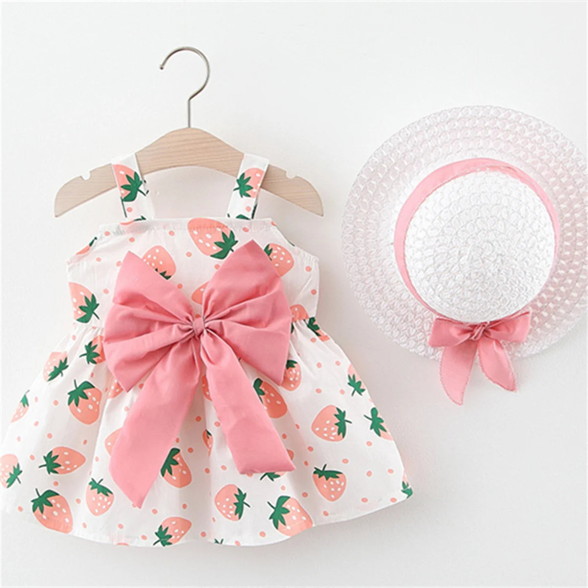 Vestido de verano para niña pequeña, versión coreana vestido Floral, elegante, algodón, pajarita, sombrero incluido