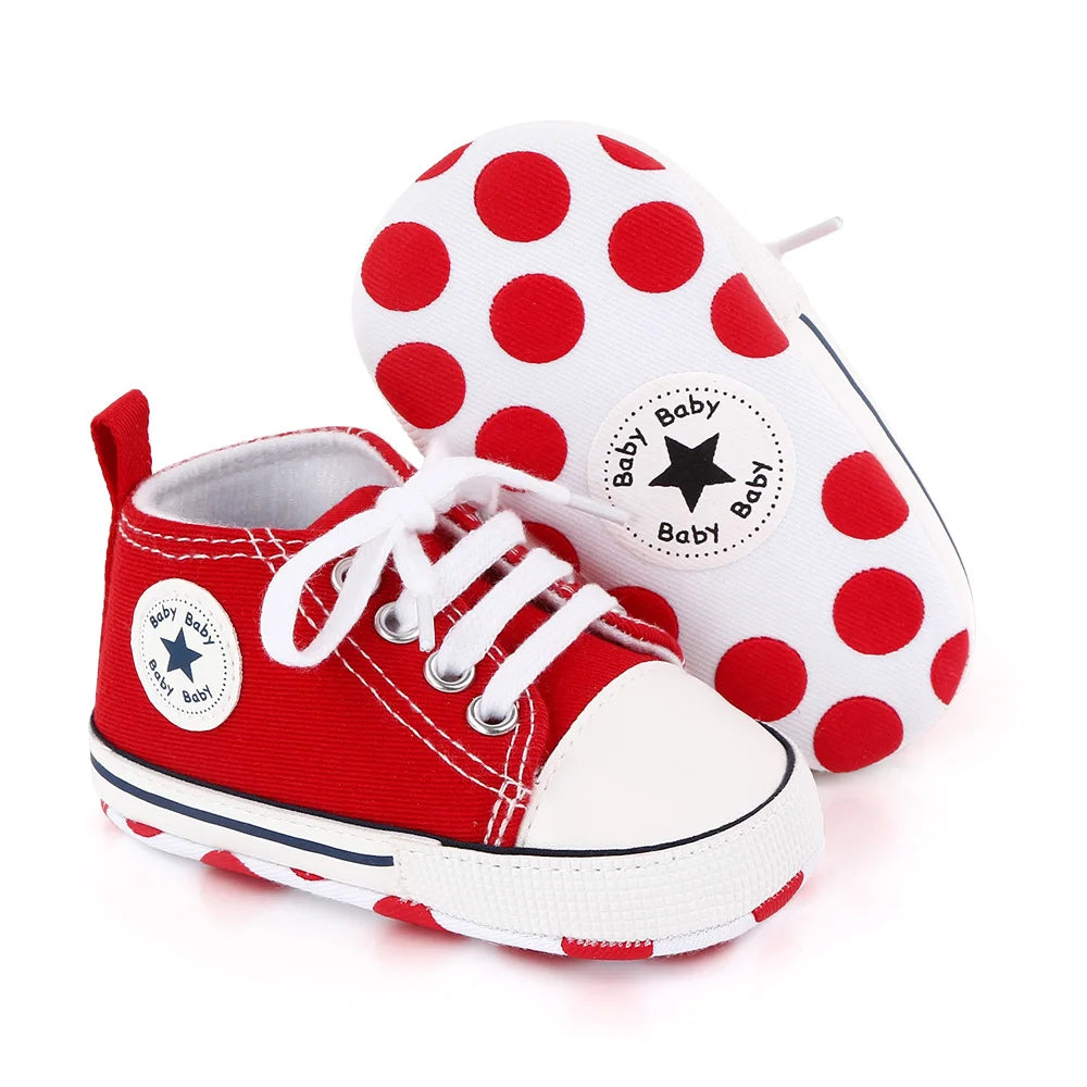 Zapatos clásicos de lona para bebé, zapatillas informales para recién nacido, primeros pasos, suela suave, antideslizante, D2486
