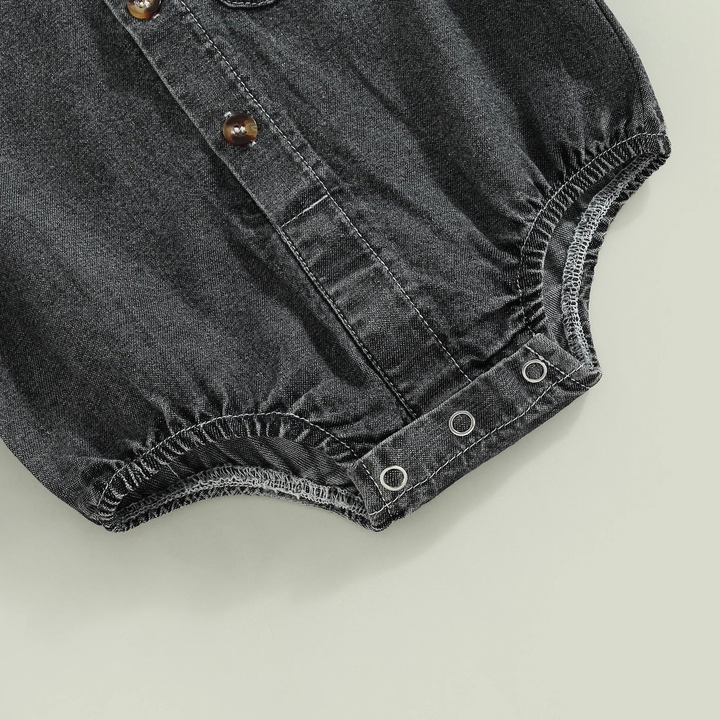 Mono vaquero para recién nacidos, niños y niñas, mono liso de manga corta con cuello vuelto, monos para bebés, monos informales con botones de verano