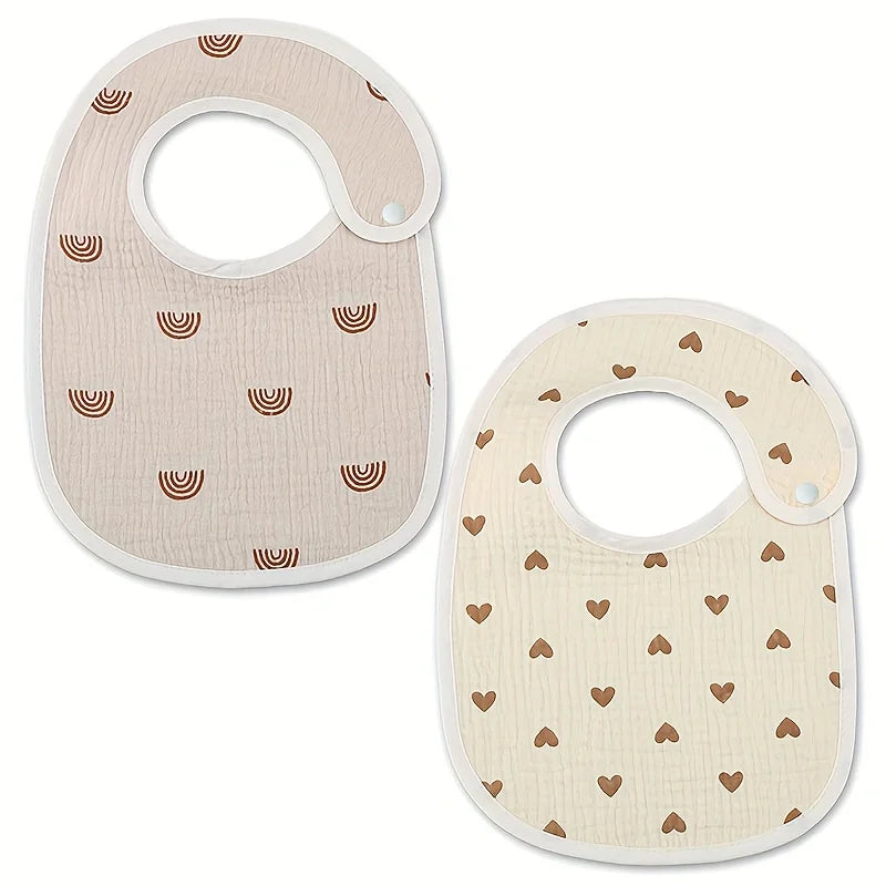 Baberos de gasa de algodón para bebé recién nacido, paños impermeables para eructar, bufanda estampada, toalla de Saliva para niño pequeño, material de alimentación, 2 uds.