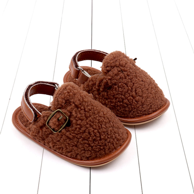 Zapatillas para bebés y niños, zapatos de interior de suela suave antideslizantes de lana Coral, zapatos para primeros pasos para niños de 0 a 18M