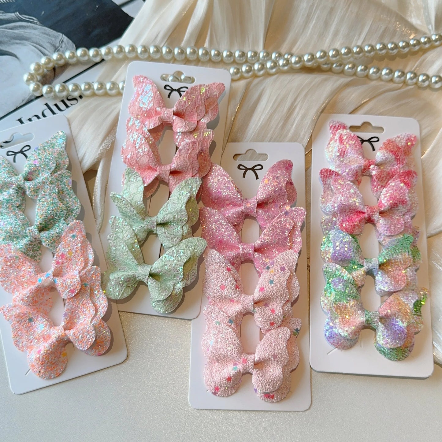 4 Uds. De lazos para el pelo de mariposa lisos y pinzas para el pelo para niñas, accesorios para el cabello de cuero para niños, horquillas, pasadores, tocados de regalo