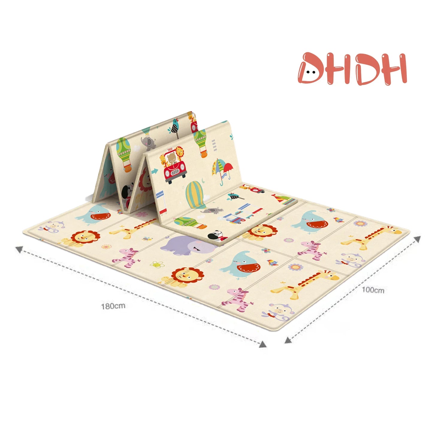 Alfombra de juego para bebés de 97x177cm, alfombra plegable para niños, alfombra para habitación de niños con patrón de doble cara, superficie de actividad educativa fácil de llevar