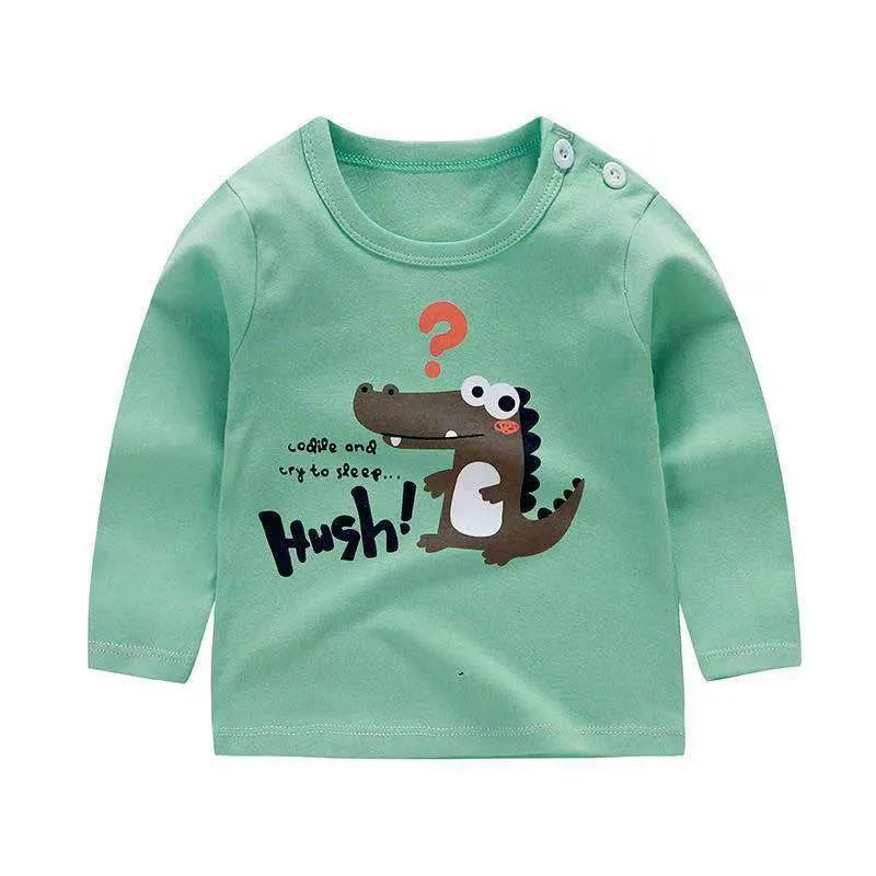 2 uds sudadera de algodón de cocodrilo de dibujos animados niños bebé jerseys de manga larga primavera otoño Top niñas camisetas ropa Casual