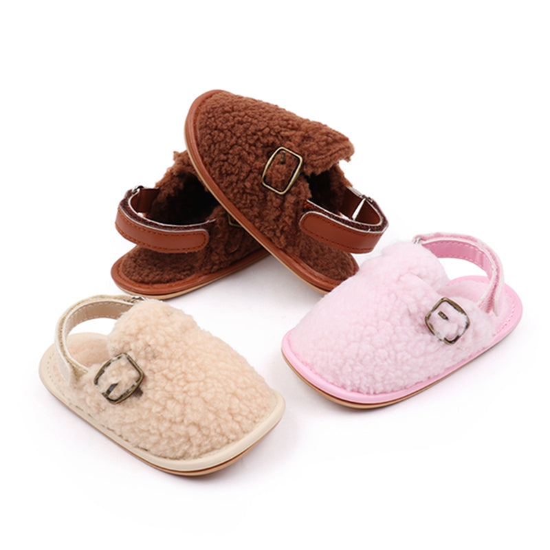 Zapatillas para bebés y niños, zapatos de interior de suela suave antideslizantes de lana Coral, zapatos para primeros pasos para niños de 0 a 18M