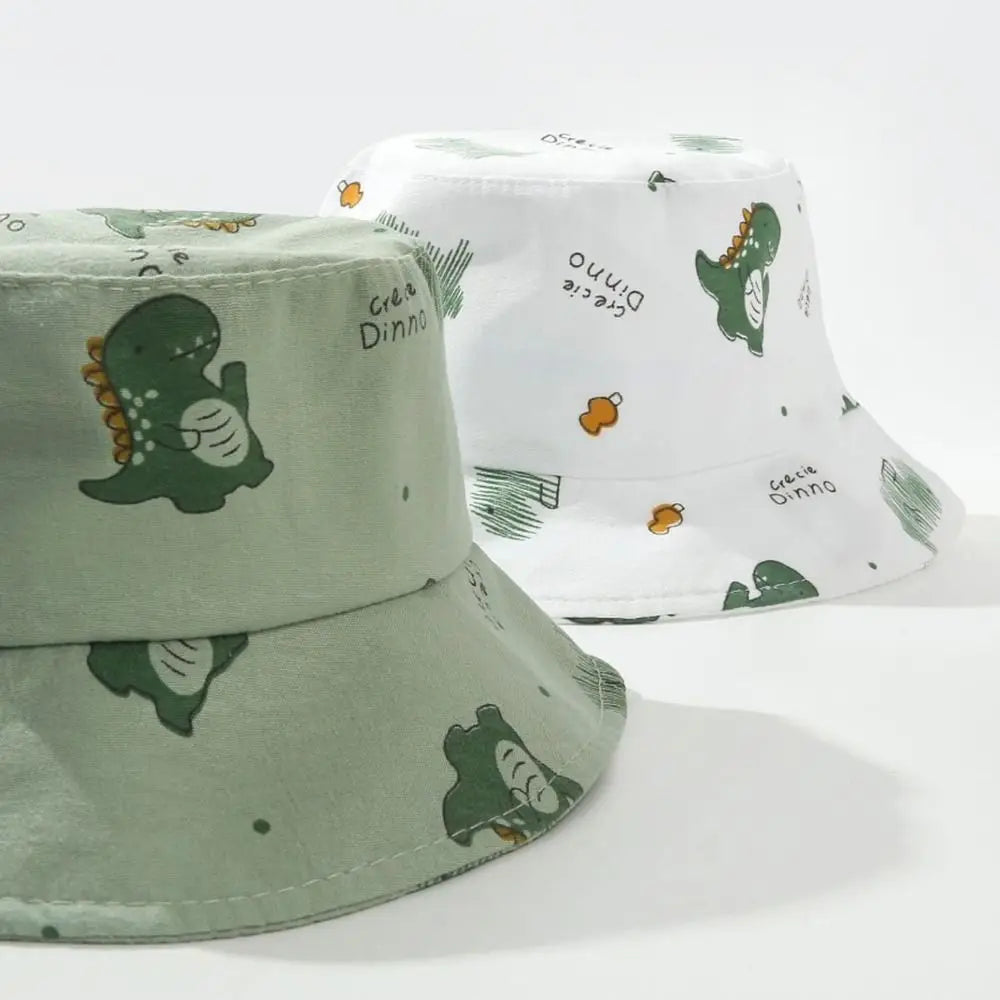 Anti-UV varios colores niños pescador sombrero dinosaurio poliéster cubo sombrero niños gorra niños niños