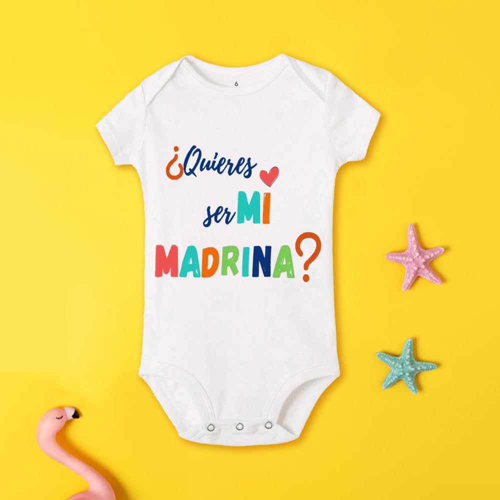 Tu será mi madrina, monos estampados para recién nacidos, ropa de bautismo para bebé, monos de manga corta para bebés pequeños