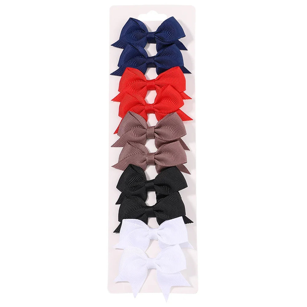 10 unids/lote de pinzas para el pelo con lazo de Color sólido para niñas, horquilla con lazo hecha a mano, Mini pasadores, accesorios para el cabello para niños