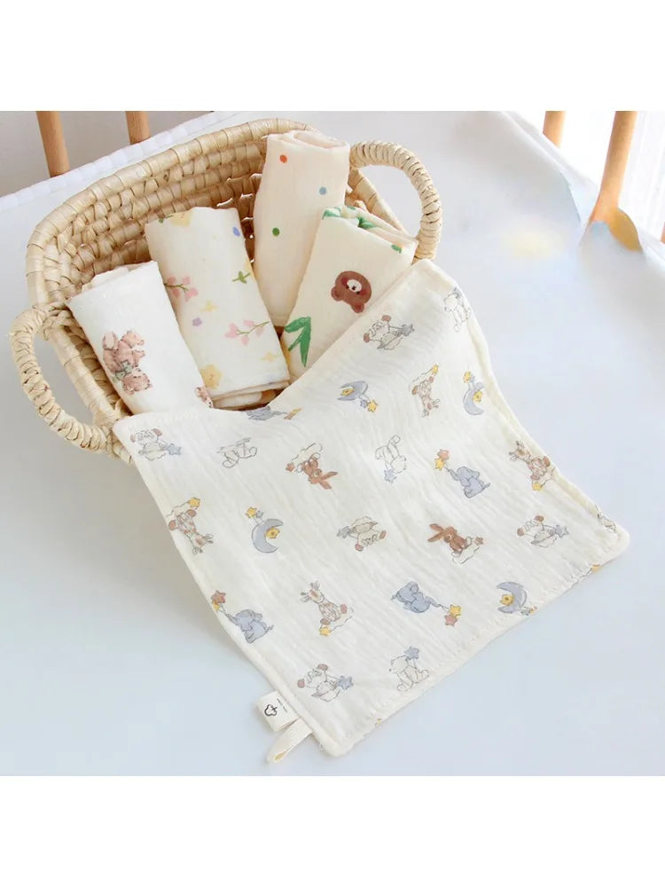 Toalla cuadrada de muselina de gasa de 4 capas para Saliva de bebé, estampado Floral, artículos para bebé recién nacido, pañuelo, toalla facial absorbente bonita