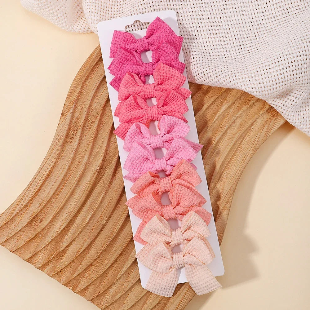 10 unids/lote de pinzas para el pelo con lazo de Color sólido para niñas, horquilla con lazo hecha a mano, Mini pasadores, accesorios para el cabello para niños